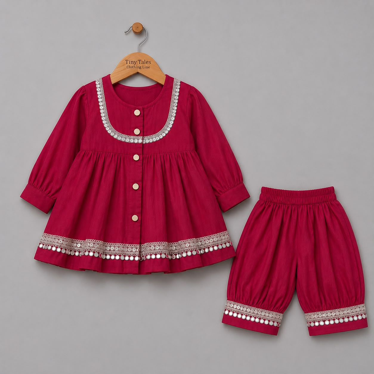 Red Cotton Anghrakha Set