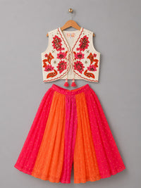 Embellished Waistcoat with Bandhni Pants