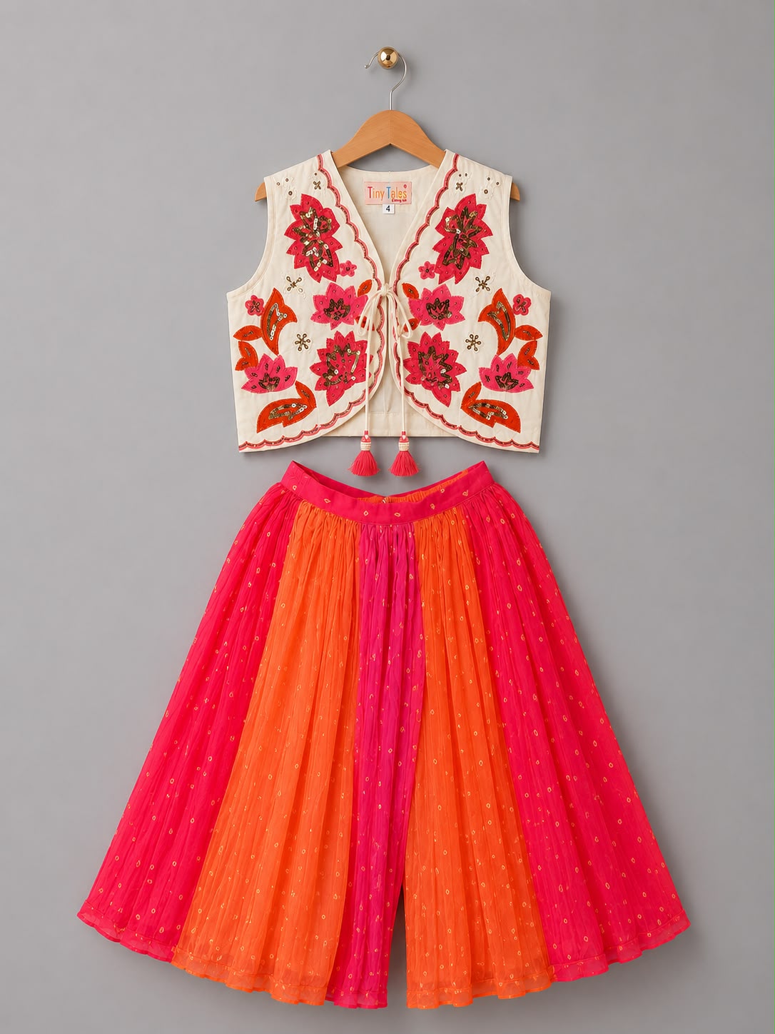 Embellished Waistcoat with Bandhni Pants